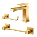Ver imagem 1 de KIT LAVABO OURO ESCOVADO - 3 PEÇAS - Dourado