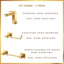 Ver imagem 2 de KIT LAVABO OURO ESCOVADO - 3 PEÇAS - Dourado
