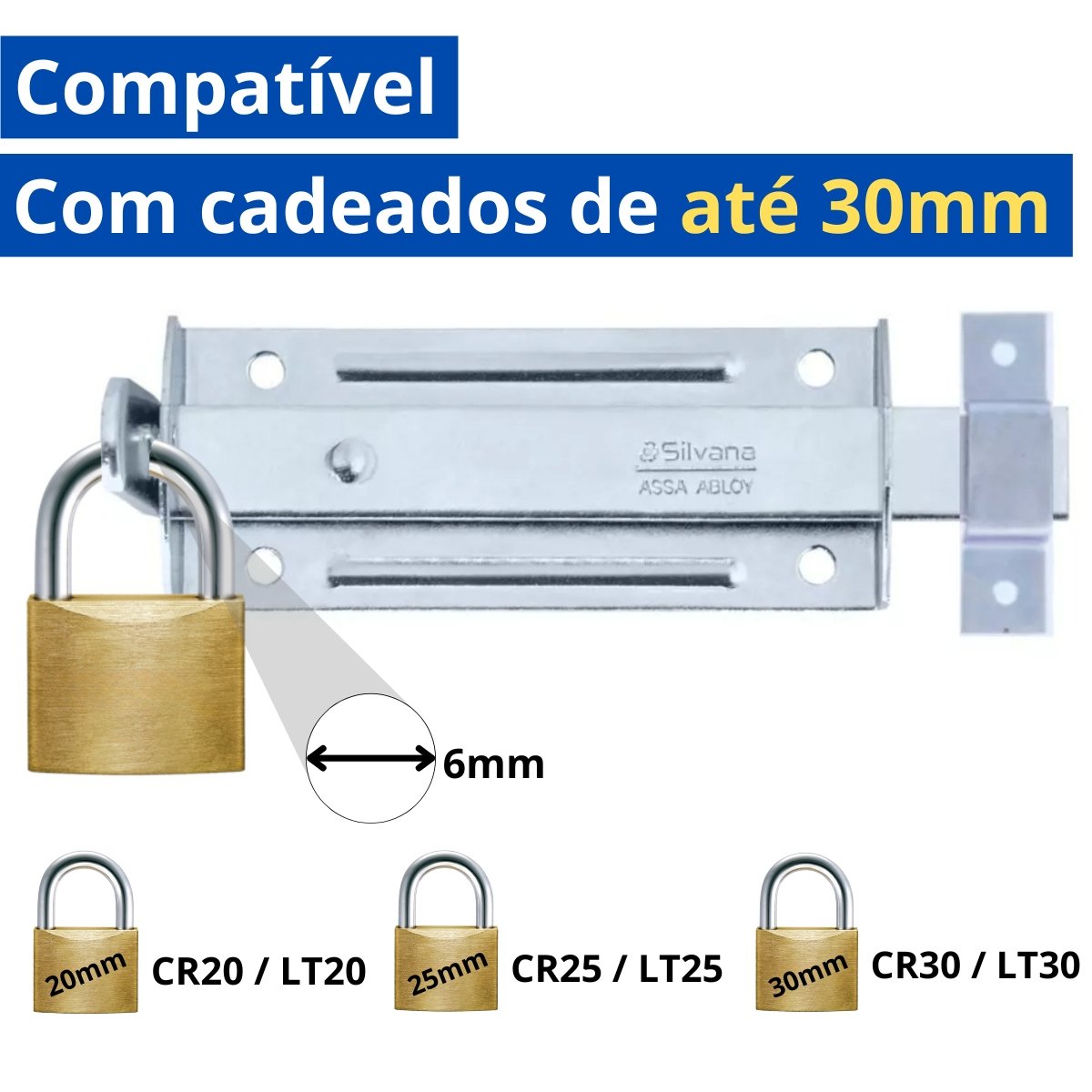 Ferrolho Trinco Tarjeta Fecho Chato para Porta Janela Portão 13cm Zincado | Silvana | Kit 02 Un - 3