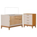 Ver imagem 1 de Jogo de Quarto Infantil Flip Cômoda 4 Gavetas e Berço Americano Areia Fosco/savana - Reller Mó