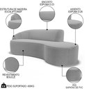 Ver imagem 3 de Sofá Living 4 Lugares 300cm Braço Esquerdo Mozart D06 Bouclê Cinza - Mpozenato