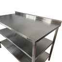 Ver imagem 4 de Mesa de Aço Inox Industrial 110x70x90 Cm com 2 Prateleiras Plano Liso com Espelho Nortinox