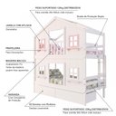 Ver imagem 5 de Beliche Infantil Casinha Dos Sonhos com Gavetas e Fechamento Inferior Branco em Madeira Maciça