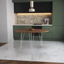 Ver imagem 1 de Mesa de Jantar Redonda 110cm Amêndoa Clips 3 Pés Ferro Branco