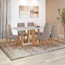 Ver imagem 1 de Conjunto Sala de Jantar Mesa Easy Pop 170x90cm Tampo Vidro/mdf com 6 Cadeiras Seat Suede Animale