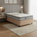 Ver imagem 2 de Cama Box Solteiro Probel Espuma D33 Pillow Top 88x188x56cm Guarda Costas Lyon Branco/Bege