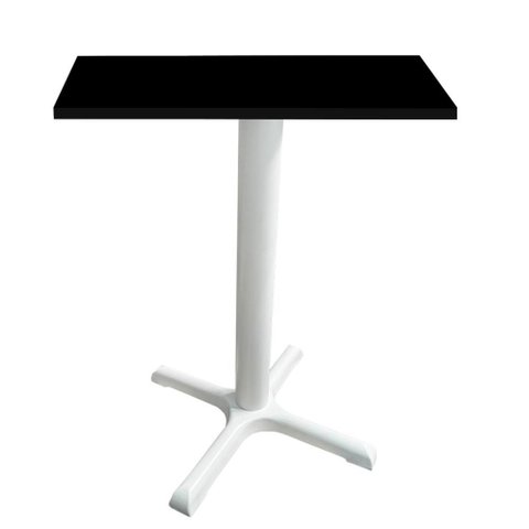 Mesa Ômega Ferro Branco 74 Cm (alt) Base em X Tampo Mdp Quadrado Preto 80 Cm (larg) X 2,50 Cm (alt)
