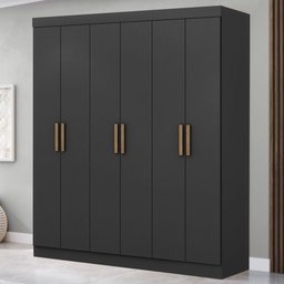 Guarda-roupa Casal Holanda 6 Portas 2 Gavetas Preto - Maxel - 1