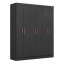 Ver imagem 2 de Guarda-roupa Casal Holanda 6 Portas 2 Gavetas Preto - Maxel