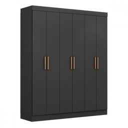 Guarda-roupa Casal Holanda 6 Portas 2 Gavetas Preto - Maxel - 2