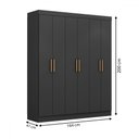 Ver imagem 4 de Guarda-roupa Casal Holanda 6 Portas 2 Gavetas Preto - Maxel