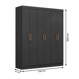 Guarda-roupa Casal Holanda 6 Portas 2 Gavetas Preto - Maxel - 4