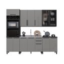 Ver imagem 2 de Cozinha Completa Diamante 12 Portas 3 Gavetas com Vidro Chumbo/titanio - Indékes