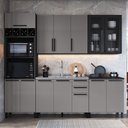 Ver imagem 1 de Cozinha Completa Diamante 12 Portas 3 Gavetas com Vidro Chumbo/titanio - Indékes