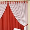 Cortina para Varão Simples 2,00M x 1,80M Botonê Vermelho - Vilela - 2