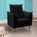 Ver imagem 3 de Poltrona De Amamentação Loana Com Puff Suede Preto