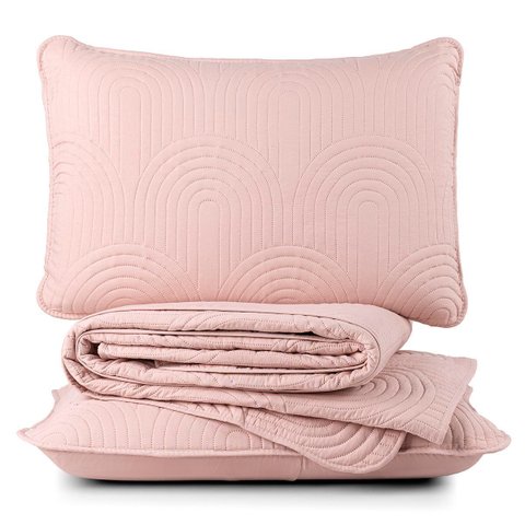 Cobre Leito Casal Padrão Dupla Face Riviera Micropercal 200 Fios Rosa - 3 Peças