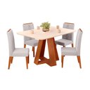Ver imagem 4 de Conjunto de Mesa Kiara 120cm Freijó Off White e 04 Cadeiras Yasmin Freijó Linho Neblina DJ Móveis