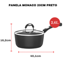 Ver imagem 2 de Jogo de Panelas Tramontina Antiaderente Cooktop Fogão Indução Monaco Preta Kit 7 Peças