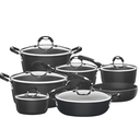 Ver imagem 1 de Jogo de Panelas Tramontina Antiaderente Cooktop Fogão Indução Monaco Preta Kit 7 Peças