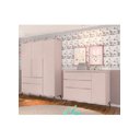 Ver imagem 2 de Kit Quarto Infantil Bebê Melinda Retrô com Pés Cômoda 3 Gavetas e Guarda Roupa 3 Portas 2 Gavetas Ro