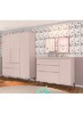 Ver imagem 2 de Kit Quarto Infantil Bebê Melinda Retrô com Pés Cômoda 3 Gavetas e Guarda Roupa 3 Portas 2 Gavetas Ro