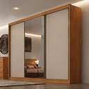 Ver imagem 4 de Guarda Roupa Casal Duna 3 Portas 6 Gavetas com Espelho Cinamomo Fendi - Novo Horizonte
