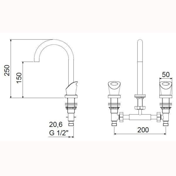 Misturador para Banheiro de Mesa Angra - 3