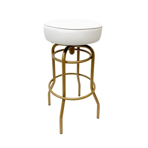Banqueta Altura 65cm Bar Giratória cor Dourado fosco assento branco Poltronas do Sul Banqueta Bar