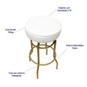Ver imagem 4 de Banqueta Altura 65cm Bar Giratória cor Dourado fosco assento branco Poltronas do Sul Banqueta Bar