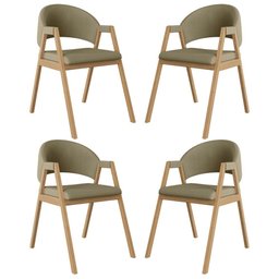 Kit 4 Cadeiras para Mesa de Jantar Moderna Linho - Balaqui Cor:bege - 1