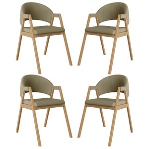 Kit 4 Cadeiras para Mesa de Jantar Moderna Linho - Balaqui Cor:bege