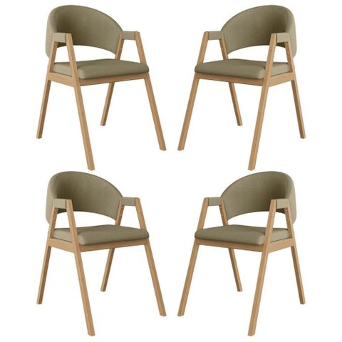 Kit 4 Cadeiras para Mesa de Jantar Moderna Linho - Balaqui Cor:bege