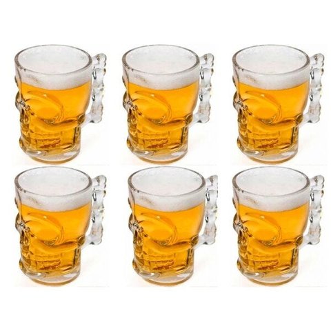 6 Canecas Caveira 510ml - Skull Lyor Rock Style