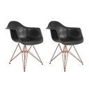 Ver imagem 1 de Kit 2 Poltronas Eiffel Eames Preta Com Braço Daw Em Ferro Cobre - Cor: Preto