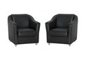 Ver imagem 1 de Kit 2 Poltronas Decorativa Biane Couro Preto Pés Cromado Mz Decor