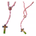 Ver imagem 3 de Terço Rosa Infantil Jesus na Cruz Menininha Rezando Criança