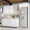 Ver imagem 1 de Cozinha Modulada 285cm com Vidro e Fechamento de Geladeira 10 Portas 3 Gavetas Americana Henn - Bran