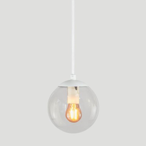 Pendente Branco C/ Globo de Vidro Cristal de 14cm + Led 2w
