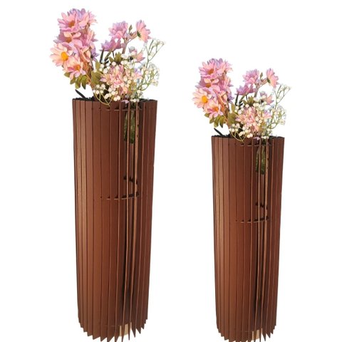 Vaso de Chão Decorativo Grande Torre -:marrom/kit com 2 - 70x20cm e 60x20cm