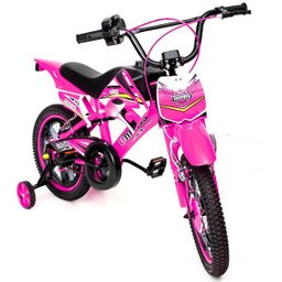 Bicicleta Infantil Moto CROSS ARO 16 Unitoys Rosa - 1