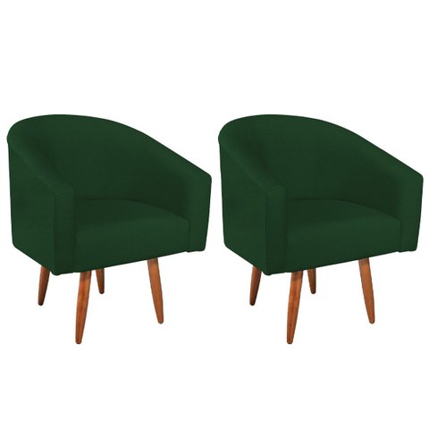 Kit 02 Poltronas Decorativas Sala de Estar Recepção Luiza Pés Palito Suede - ADJ Decor KIT 2 POLTRON