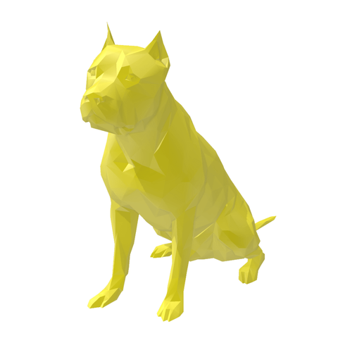 Pitbull Low Poly Geométrico Decoração 3d:amarelo