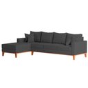 Ver imagem 4 de Sofá 4 Lugares Beny com Chaise Esquerdo Linho Grafite