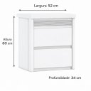 Ver imagem 3 de Mesa de Cabeceira Paolo 2 Gavetas com Aplique Frisado Branco - Bettio