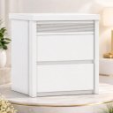 Ver imagem 2 de Mesa de Cabeceira Paolo 2 Gavetas com Aplique Frisado Branco - Bettio