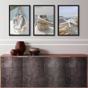 Ver imagem 1 de Kit 3 Quadros Coleção Praia Suave 45x34cm - com Vidro:madeira Branca