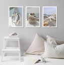 Ver imagem 2 de Kit 3 Quadros Coleção Praia Suave 45x34cm - com Vidro:madeira Branca