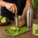 Ver imagem 2 de Kit Coqueteleira Completo Socador Tabua Caipirinha 4 Pecas 400ml Preparador Aluminio Bebida Fruta Ca