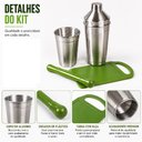 Ver imagem 5 de Kit Coqueteleira Completo Socador Tabua Caipirinha 4 Pecas 400ml Preparador Aluminio Bebida Fruta Ca